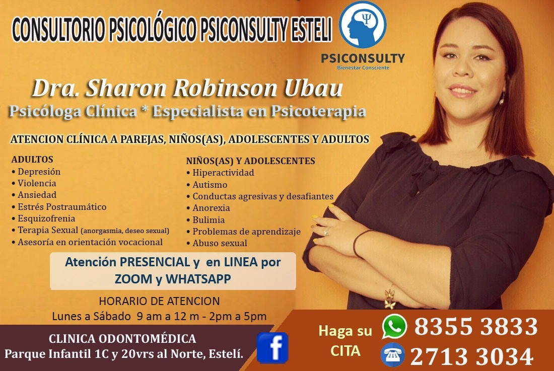 Dra. Sharon Robinson Ubau/Psicologa ClÃ­nica